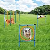 MelkTemn Dog Agility Set, Profi Hundetrainigsset Agility 3 Übungen Hund für Agility - Hundetraining,Hund Agility Slalom Tunnel Übung-orange/blau