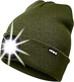 ATNKE LED Beleuchtete Mütze,Wiederaufladbare USB Laufmütze mit Licht Extrem Heller 4 LED Lampe Winter Warme Stirnlampe für Herren und Damen Geschenke