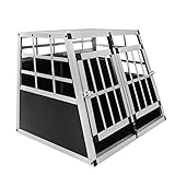 HENGMEI Alu Hundebox Hundetransportbox Reisebox Transportbox Gitterbox mit 2-Türig für Haustier (L, 2 Türig)